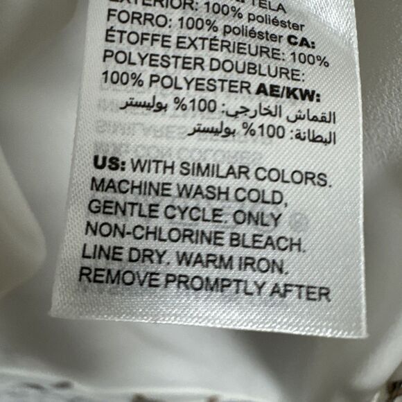 White House Black Market Cream Chain Print Long Sleeve Chiffon Blouse Women's L - Picture 13 of 13